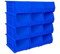 Akro-Mils AkroBins 30240 Contenitori portaoggetti in plastica, impilabili salvaspazio per garage, dispensa, organizzazione artigianale, 38 x 20 x 17 cm, blu, confezione da 12
