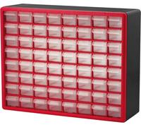 Akro-Mils Armadietto portaoggetti in plastica con 64 cassetti per l'organizzazione del garage, organizer per perline, conservazione di mattoni da costruzione, cassetta degli attrezzi per insegnanti