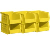 akro-mils sei pezzi 30210 Plastic Storage Stacking Akrobins for Craft and Hardware, 08212Yello