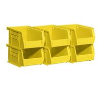 akro-mils sei pezzi 30210 Plastic Storage Stacking Akrobins for Craft and Hardware, 08212Yello
