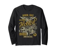 Akron OH Hotrod - Design Vintage per Auto e Moto Maglia a Manica