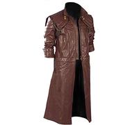 Aksah Fashion Devil Cry 5 Game Dante Trench Coat | Cappotto lungo in pelle marrone Uomo, similpelle., S