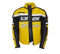 Aksah Fashion Giacca da uomo Dead Rising 2 Chuck Greene IJIEK da motociclista corazzata gialla in pelle per gli uomini, Giacca con imbottitura, S