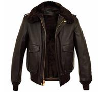 Aksah Fashion Giacca da uomo G1 Aviator AirForce Flight Pilot Vintage in pelle di pecora bomber nera, Marrone, M
