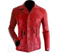 Aksah Fashion Giacca in pelle da uomo Brad Pitt Tyler Durden Fight Club | Project Mayhem giacca in pelle rossa per uomo, similpelle., XXL
