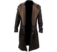 Aksah Fashion Trench da uomo Blade Runner 2049 Ryan Gosling Officer K marrone con collo di pelliccia in pelle, Marrone, L