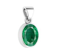 AKSHITA GEMS Ciondolo da uomo placcato argento con smeraldo verde panchadhatu verde smeraldo 8,25 Ratti certificato AA++, Placcato argento, Smeraldo