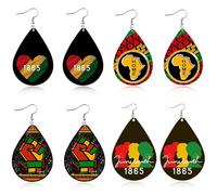 Aksod 4 paia di orecchini africani per le donne alla moda nero storia mese orecchini in pelle sfusa Juneteenth orecchino per le donne Africa Teardrop ciondola gioielli, Standard, Legno, Nessuna pietra