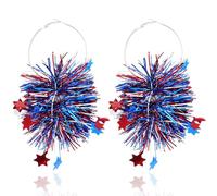 Aksod Orecchini pendenti per il giorno dell'indipendenza americana, lucidi, fuochi d'artificio, orecchini a cerchio, grandi dichiarazioni, 4 luglio, orecchini Huggie gioielli per le donne, Zinco