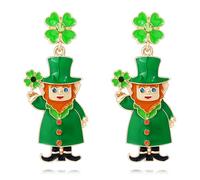 Aksod Orecchini per il giorno di San Patrizio Orecchini a forma di quadrifoglio verde Orecchini pendenti smaltati a forma di trifoglio orecchini a forma di trifoglio irlandese regalo per le donne