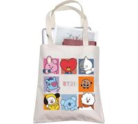 AKTAP Borsa tote con personaggi K-pop Bangtan Boys, regalo per i fan dei cantanti dell'esercito, idea regalo ispirata a BT Borsa tote bag K-pop Merch K-pop Teams spalla, Borsa Bt, 14.56 inches (37cm)