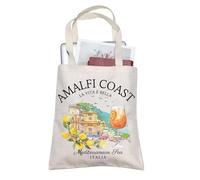 AKTAP Borsa tote in tela con limoni italiani Costiera Amalfitana, idea regalo per gli amanti dei viaggi italiani souvenir, Borsa Coast, 14.56*12.59*0.19 inches.