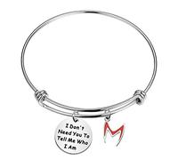 AKTAP Braccialetto rigido da donna con scritta in lingua inglese "I Don't Need You To Tell Me Who I Am Helmet", 6.0cm, Acciaio inossidabile