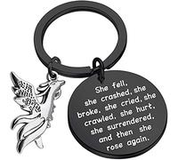 AKTAP Phoenix Encouragement Portachiavi Phoenix Gioielli per amici She Fell She Broke and Then She Rose Again Phoenix Charms, Portachiavi Phoenix Blace, 3.0cm