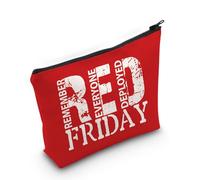 AKTAP Regalo per coniugi militari Red Fri Remember Everyone Deployed Quote Makeup Bag Orgoglioso Army Wife Apprezzamento Regalo, Friday Bag-py1, MB