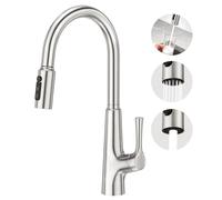 Aktines Rubinetto Lavello Cucina 3 vie con Doccetta Estraibile per I Sistemi Osmosi Filtro L'acqua Potabile Acqua Miscelatore Monoleva Monocomando per Depuratore spazzolato