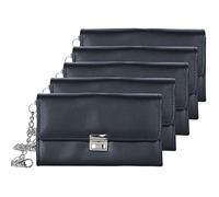 Aktion - Portafoglio da cameriere, robusto, con tester per denaro, set con cavezza + catena, per cameriere, taxi, colore: nero (set risparmio 5 pezzi), Nero , Classico