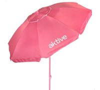 AKTIVE BEACH Ombrellone da spiaggia inclinabile D220 cm, rosa, con protezione UV50, 8 aste, materiale oxford, con ventilazione, per esterno (62484)