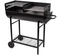 Aktive 52809 - Barbecue a carbonella e legna | Altezza regolabile | Misure 97x42x96 cm | Doppia griglia in acciaio e cassetto cenere estraibile | 2 ruote per un facile trasporto