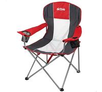 Aktive 52880 - Sedia da campeggio pieghevole XL | Dimensioni 56x59x98 cm | Peso massimo 110 kg | Leggera e traspirante, facile da pulire | Include braccioli e 2 portabicchieri