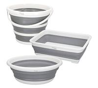 Aktive 52982 - Kit da campeggio, accessori da campeggio | Bacinella pieghevole da campeggio da 5 litri | Secchio pieghevole da 10 litri | Secchio pieghevole da 8,5 litri | Forte e durevole