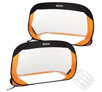 Aktive 54120 - Set di 2 porte da calcio pieghevoli, porta da calcio per bambini / Dimensioni 120x80x80 cm, montaggio facile, nero e arancione / Porta da calcio portatile, giochi da esterno per bambini