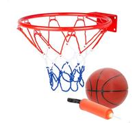 AKTIVE 54277 - Cestino da basket da parete, 32 cm, scala 1/1.4, rete in poliestere e anello metallico, include palla e gonfiatore, installazione con 4 viti incluse, per giocare in casa, terrazza o