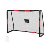 AKTIVE 54306 Porta da calcio in acciaio, struttura smontabile, facile da montare, 180 x 120 x 60 cm, con rete in poliestere, include 6 picchetti per il fissaggio, resistente e leggero, ottimale per