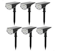 AKTIVE 6 fari solari a LED 2 in 1, luce calda 5-10 lumen, con supporto a picchetto o a parete,