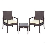 Aktive 61068 - Set di mobili da giardino e terrazza in rattan | Arredo per patio esterno, incluse 2 poltrone da giardino con cuscini imbottiti e 1 tavolo da patio esterno | Set da giardino per esterni
