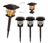 AKTIVE 61525 - Confezione da 4 paletti 51 LED da giardino a energia solare, con effetto fuoco, Unisex-Adult, Multicolore, Taglia unica