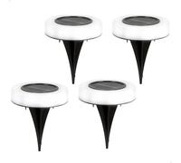 Aktive 61556 - Confezione da 4 faretti solari da esterno, luce continua tra 6 e 8 ore, 8 LED, 4 lumen, impermeabili, lampioni solari, luci solari a LED per esterni