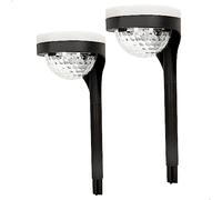 AKTIVE 61558 Confezione da 2 fari solari per esterni, luce continua tra 6 e 8 ore, 22 lumen, impermeabili, 11 LED, luci solari a LED per esterni, picchetti per luci a LED per esterni