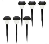 AKTIVE 61562, 6 fari da giardino a luce solare LED, luce continua tra 6 e 8 ore, impermeabile, lampioni solari, luci a LED per esterni, pali da giardino con luce solare a LED