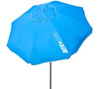 AKTIVE 62239 - Ombrellone da spiaggia grande antivento ultra resistente | Albero inclinabile | Include borsa portaoggetti con maniglia per il trasporto | Grande ombrellone da spiaggia blu