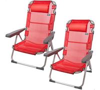 AKTIVE 62265 - Confezione da 2 sedie alte pieghevoli con cuscino per spiaggia, giardino, terrazza o campeggio | Misure 48x60x90cm | Braccioli resistenti ed ergonomici