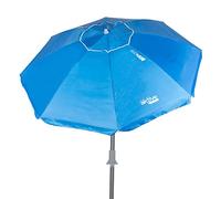 AKTIVE 62273 Ombrellone Spiaggia Antivento Pieghevole Blu Ø200 Con Rivestimento Argento e Protezione UV 50 Paravento