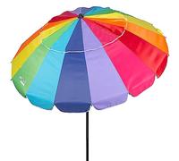 AKTIVE 62280 - Ombrellone da spiaggia pieghevole e inclinabile, Ø 240 cm, protezione UV 50, paravento da spiaggia, grande ombrellone, ombrellone da spiaggia arcobaleno, multicolore, multicolore,