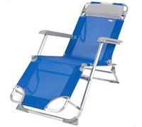 Aktive 62300 - Lettino prendisole pieghevole e reclinabile blu con cuscino, 3 posizioni, in alluminio e textilene, Misure: 47x95x75cm, Peso massimo: 1000g. Supporta 110 kg
