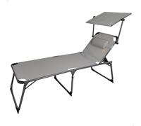 Aktive Folding Sun Lounger With Parasol And Cushion Nero,Grigio