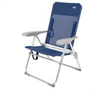 AKTIVE 62661 - Sedia da spiaggia pieghevole sottile, reclinabile in 6 posizioni, antiribaltamento, blu navy, Dimensioni 47x60x94cm, Materiale: alluminio, Resistente, peso massimo supportato 110 kg.