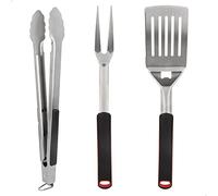 Aktive 63009 - Kit di accessori per barbecue da 3 pezzi, pinze per barbecue, spatola e forchettone, set di utensili per barbecue, utensili per griglia