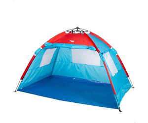 AKTIVE 63120 Parabrezza da spiaggia Oxford 213 x 133 x 120 cm, 4 persone, include 4 picchetti, aste in fibra di vetro, tessuto poliestere 170T, colonna d'acqua 300 mm, 2 kg, porta e finestre laterali