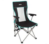 AKTIVE 63126 Sedia pieghevole da campeggio Deluxe con schienale a griglia, traspirante, struttura in acciaio resistente, sottobicchiere integrato, borsa per il trasporto inclusa, ideale per campeggio