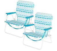 AKTIVE 85501 Sedia da Campeggio Pieghevole con Braccioli, Set di 2, 45x40x70 cm, Acciaio