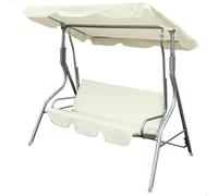 Aktive 61113 - Altalena da giardino a 3 posti color avorio | Tendalino basculante, seduta e schienale imbottiti | Sedia a dondolo da giardino antiscivolo per esterni | Misure 170x110x153