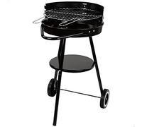 AKTIVE Barbecue a carbonella portatile, Metallo, Ø42x77 cm, Rotondo, 3 altezze, 2 ruote per un facile trasporto, Montaggio facile e veloce