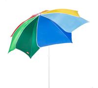 AKTIVE BEACH Ombrellone da spiaggia inclinabile, D180 cm, design multicolore, con protezione UV50, materiale oxford, con 8 aste, per esterni, per giardino, terrazza (62524)