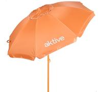 AKTIVE BEACH Ombrellone da spiaggia inclinabile D220 cm, Arancione, con protezione UV50, 8 aste, Materiale oxford, con ventilazione, per esterno (62483)