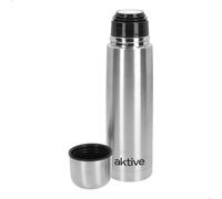 AKTIVE Borraccia termica in acciaio inox, 500 ml, doppia parete, con bicchiere, sistema antigoccia, senza BPA, 7 x 7 x 25 cm